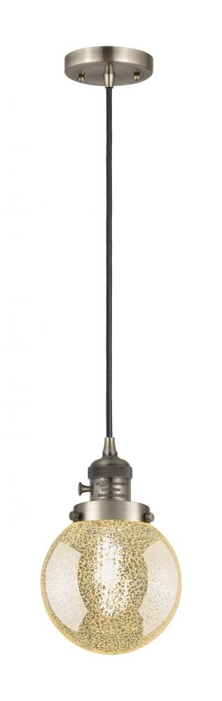 Beacon - 1 Light - 6 inch - Antique Brass - Cord hung - Mini Pendant