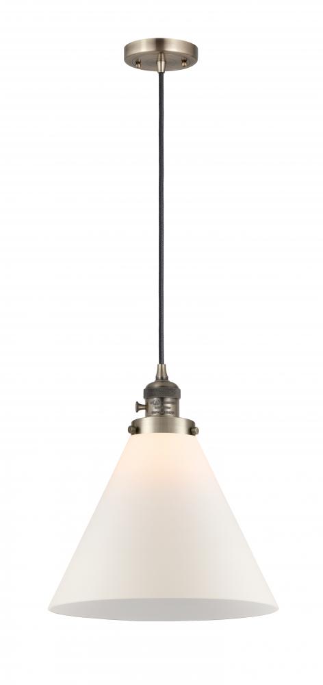 Cone - 1 Light - 12 inch - Antique Brass - Cord hung - Mini Pendant