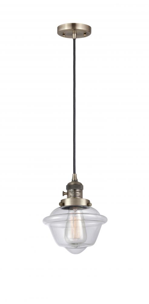 Oxford - 1 Light - 7 inch - Antique Brass - Cord hung - Mini Pendant