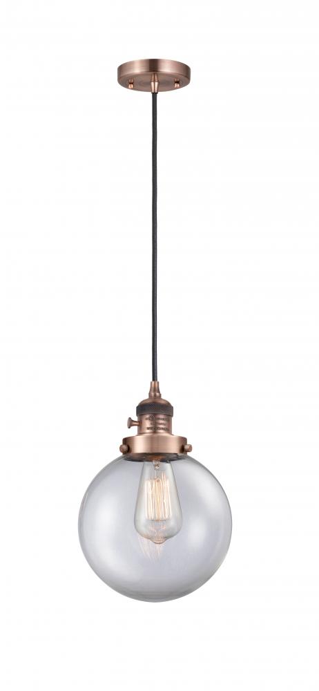 Beacon - 1 Light - 8 inch - Antique Copper - Cord hung - Mini Pendant