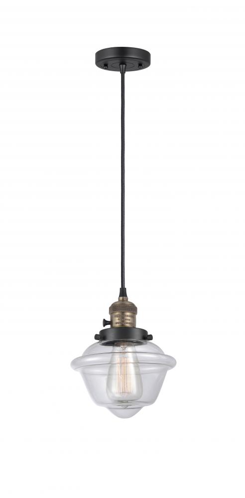 Oxford - 1 Light - 7 inch - Black Antique Brass - Cord hung - Mini Pendant