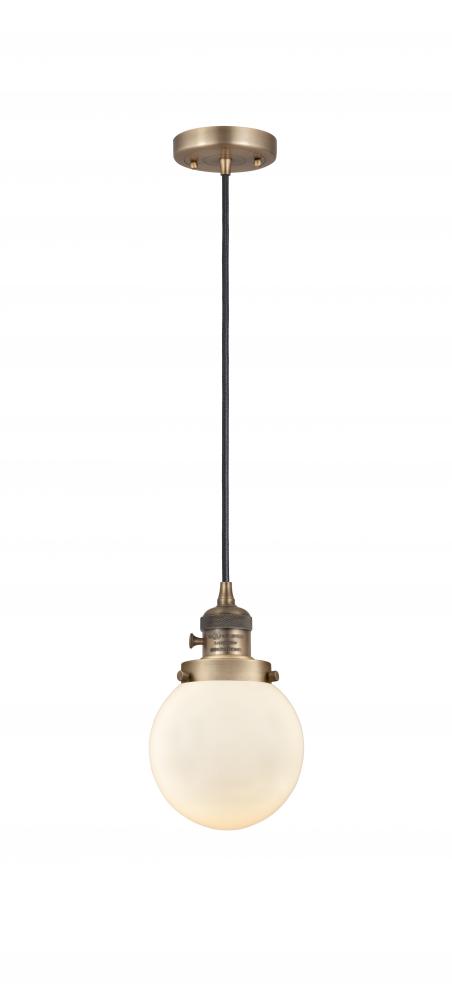 Beacon - 1 Light - 6 inch - Brushed Brass - Cord hung - Mini Pendant