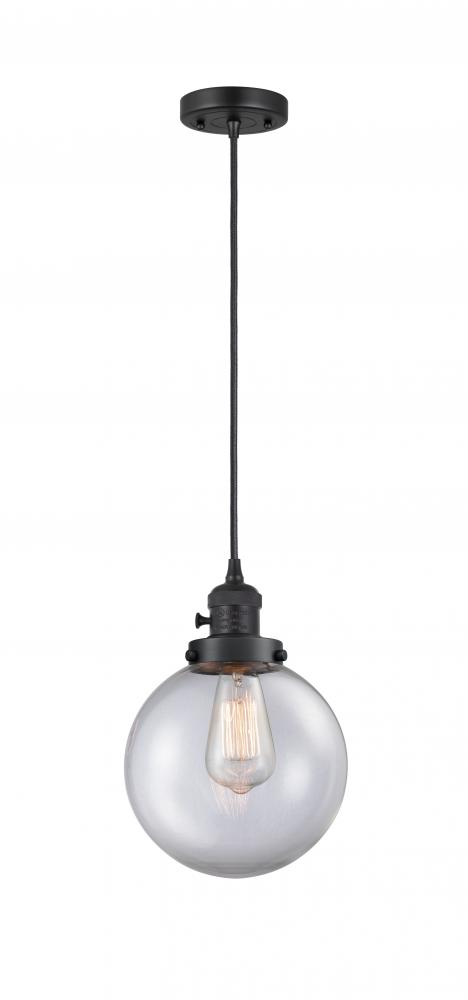 Beacon - 1 Light - 8 inch - Matte Black - Cord hung - Mini Pendant