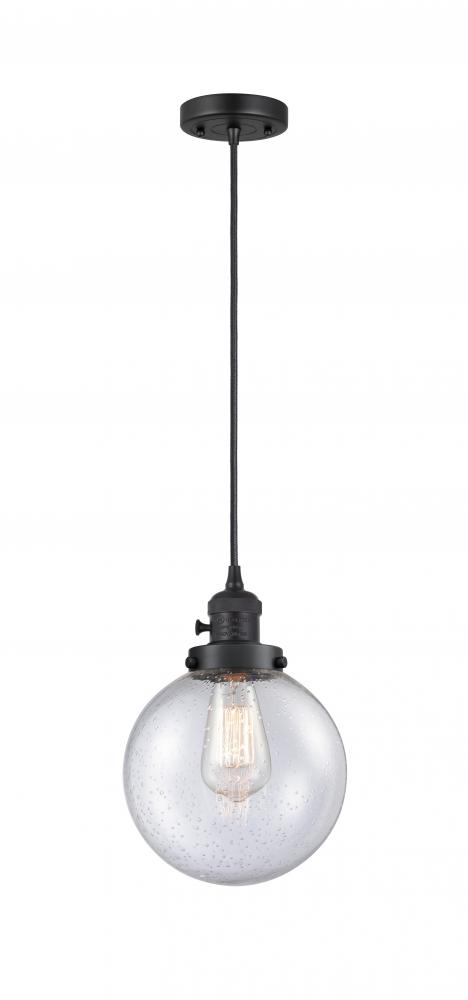 Beacon - 1 Light - 8 inch - Matte Black - Cord hung - Mini Pendant