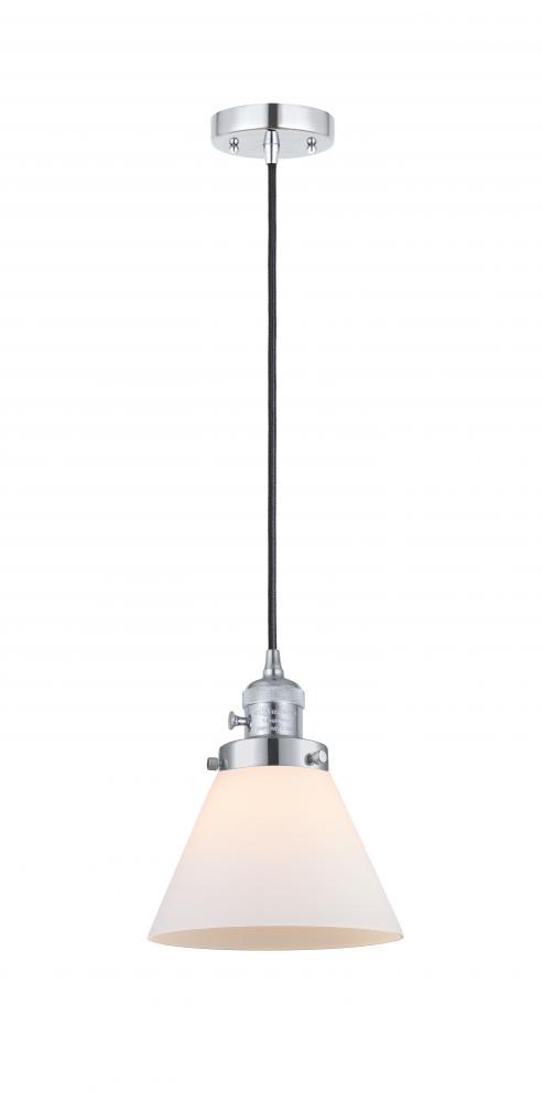 Cone - 1 Light - 8 inch - Polished Chrome - Cord hung - Mini Pendant