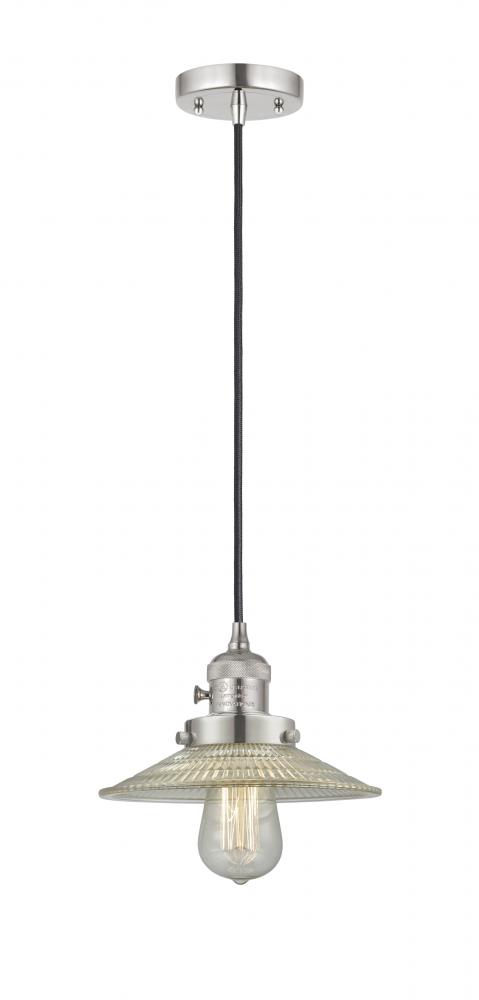 Halophane - 1 Light - 9 inch - Polished Nickel - Cord hung - Mini Pendant