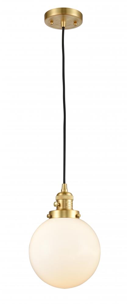 Beacon - 1 Light - 8 inch - Satin Gold - Cord hung - Mini Pendant