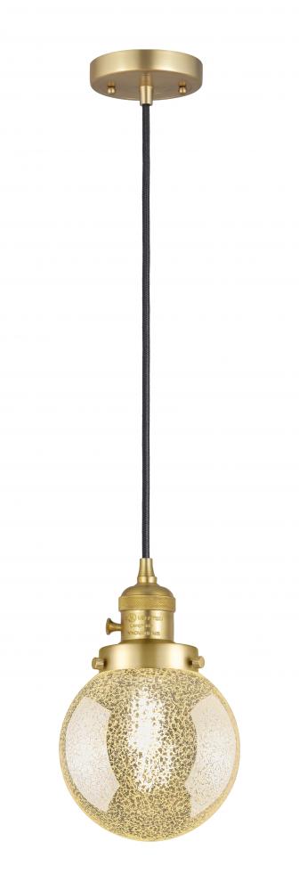Beacon - 1 Light - 6 inch - Satin Gold - Cord hung - Mini Pendant