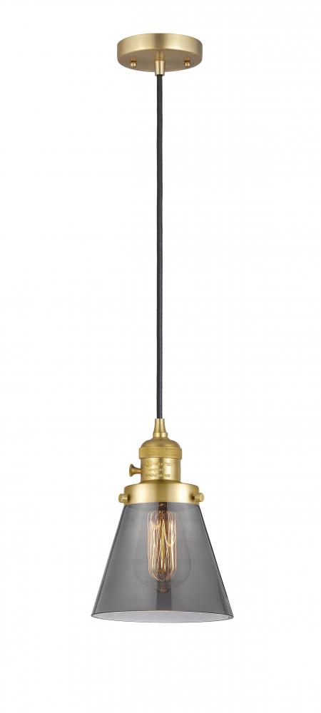 Cone - 1 Light - 6 inch - Satin Gold - Cord hung - Mini Pendant