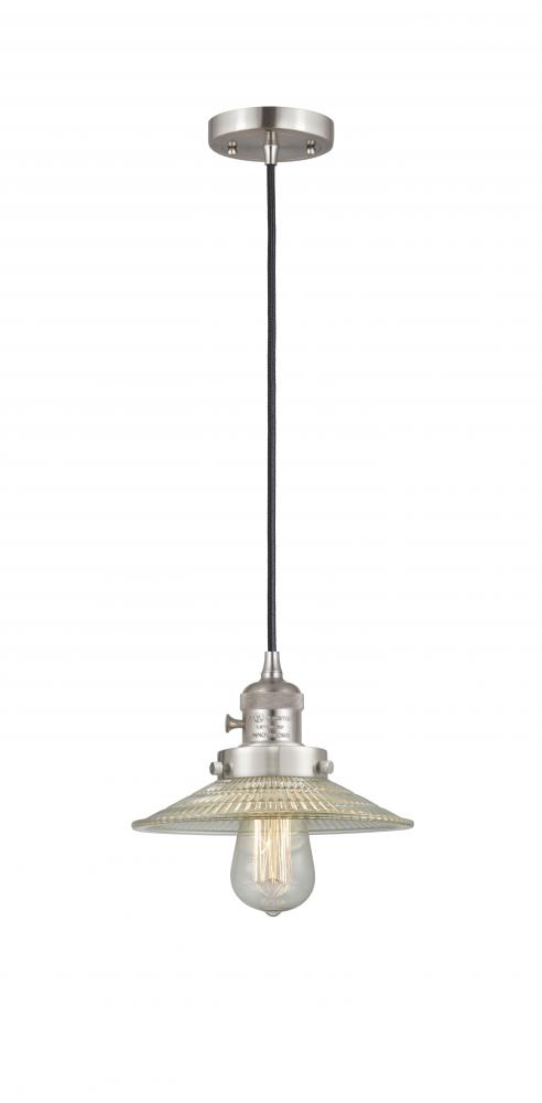 Halophane - 1 Light - 9 inch - Brushed Satin Nickel - Cord hung - Mini Pendant