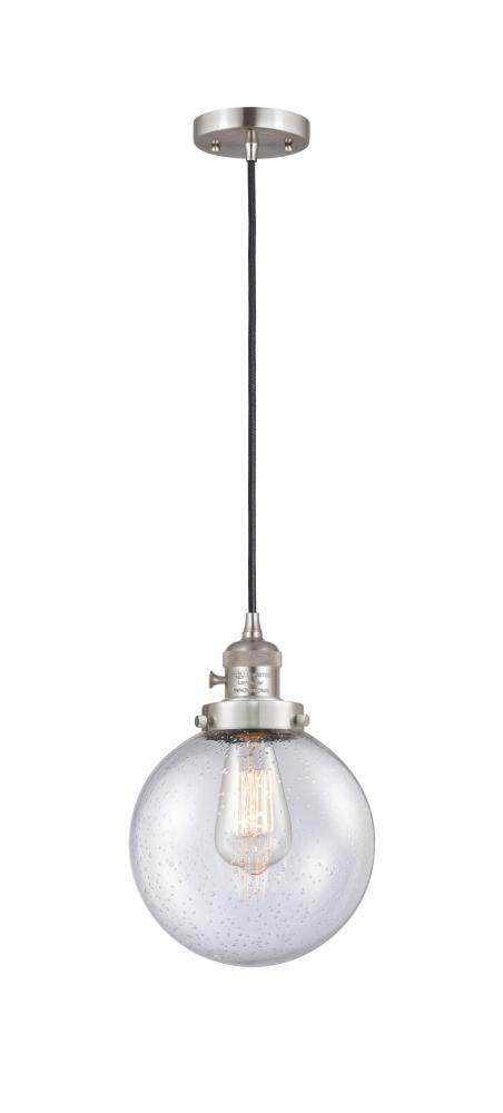 Beacon - 1 Light - 8 inch - Brushed Satin Nickel - Cord hung - Mini Pendant