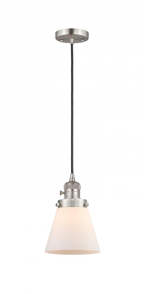 Cone - 1 Light - 6 inch - Brushed Satin Nickel - Cord hung - Mini Pendant