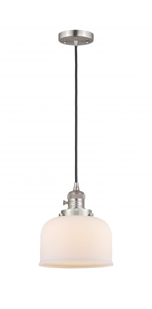 Bell - 1 Light - 8 inch - Brushed Satin Nickel - Cord hung - Mini Pendant