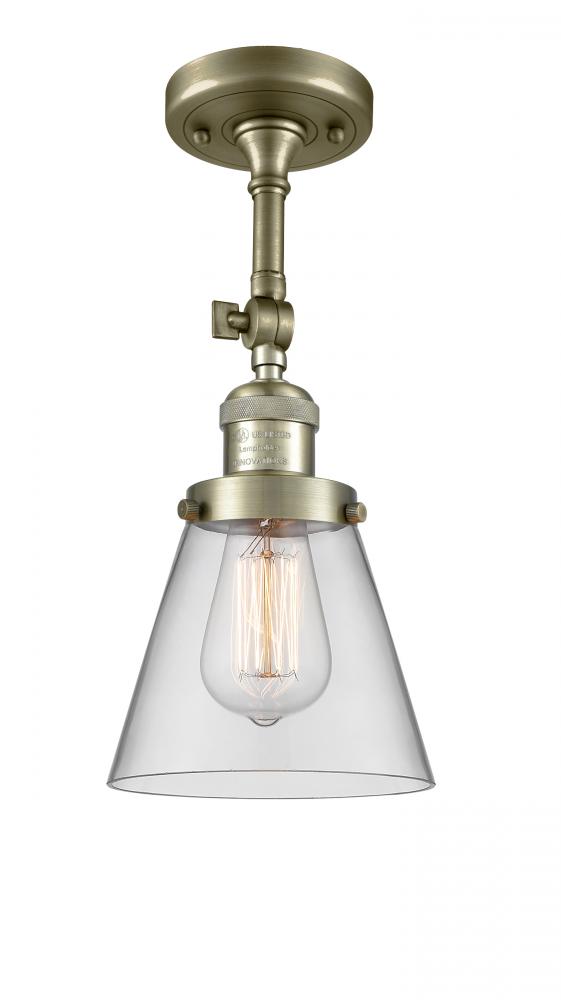 Cone - 1 Light - 6 inch - Antique Brass - Semi-Flush Mount