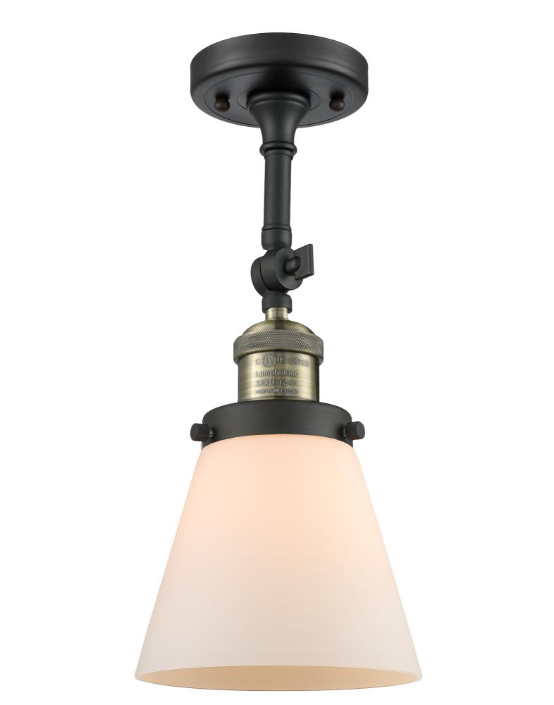 Cone - 1 Light - 6 inch - Black Antique Brass - Semi-Flush Mount