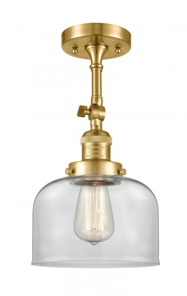 Bell - 1 Light - 8 inch - Satin Gold - Semi-Flush Mount