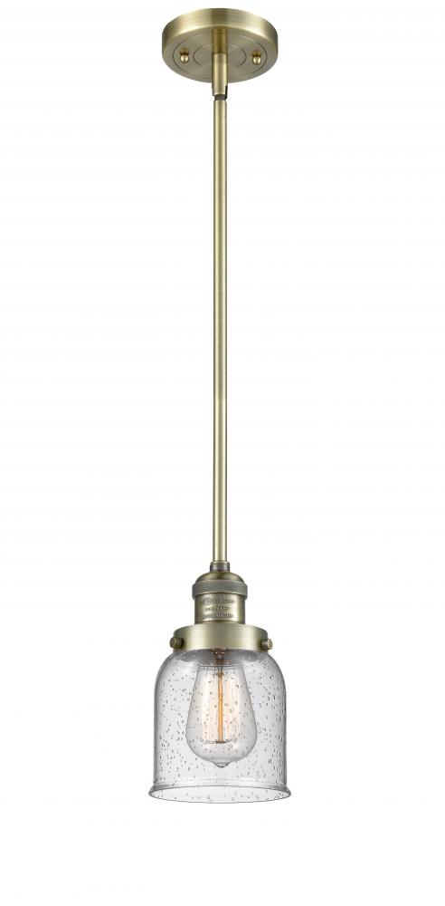 Bell - 1 Light - 5 inch - Antique Brass - Stem Hung - Mini Pendant