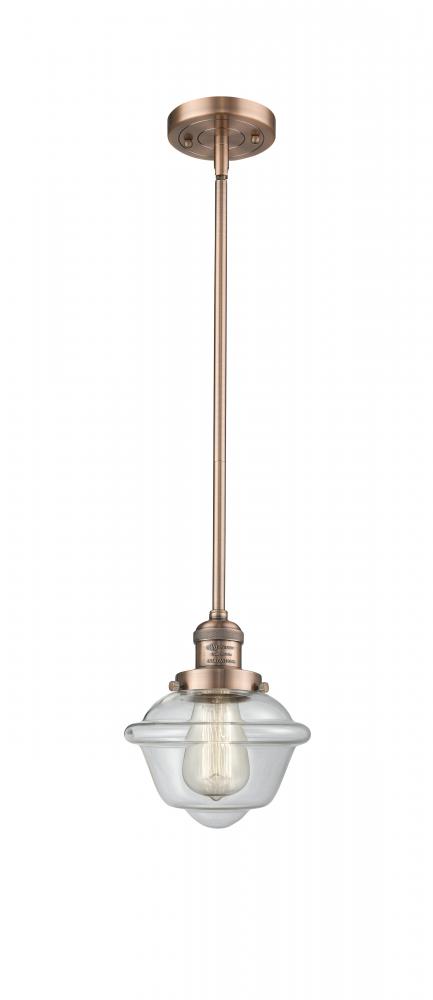 Oxford - 1 Light - 8 inch - Antique Copper - Stem Hung - Mini Pendant