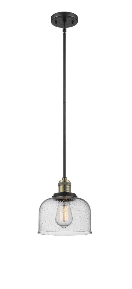 Bell - 1 Light - 8 inch - Black Antique Brass - Stem Hung - Mini Pendant