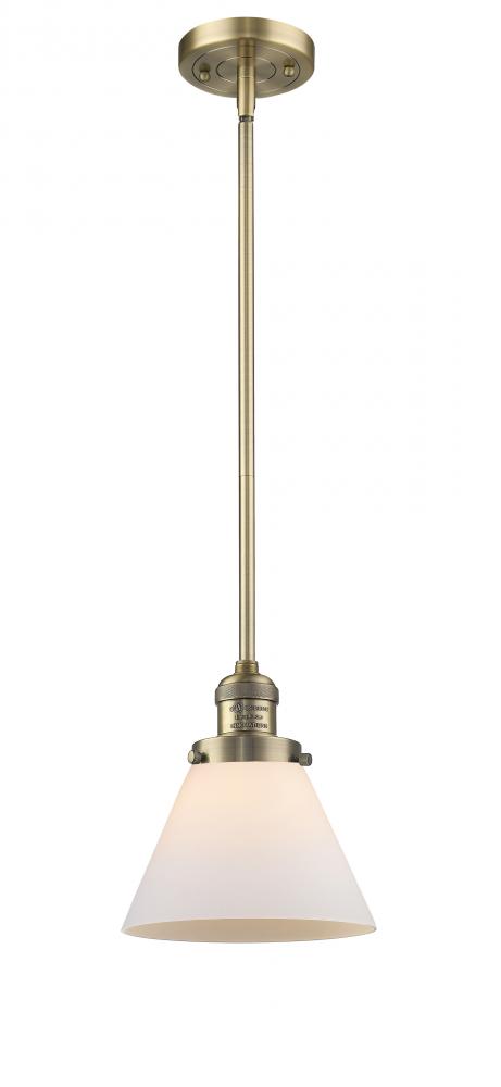 Cone - 1 Light - 8 inch - Brushed Brass - Stem Hung - Mini Pendant