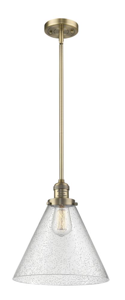 Cone - 1 Light - 12 inch - Brushed Brass - Stem Hung - Mini Pendant