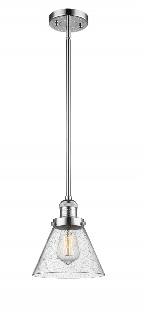 Cone - 1 Light - 8 inch - Polished Chrome - Stem Hung - Mini Pendant