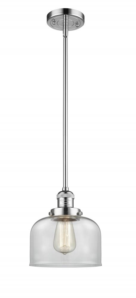 Bell - 1 Light - 8 inch - Polished Chrome - Stem Hung - Mini Pendant