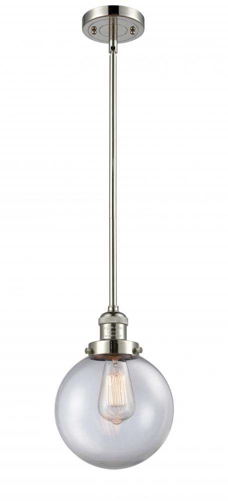 Beacon - 1 Light - 8 inch - Polished Nickel - Stem Hung - Mini Pendant