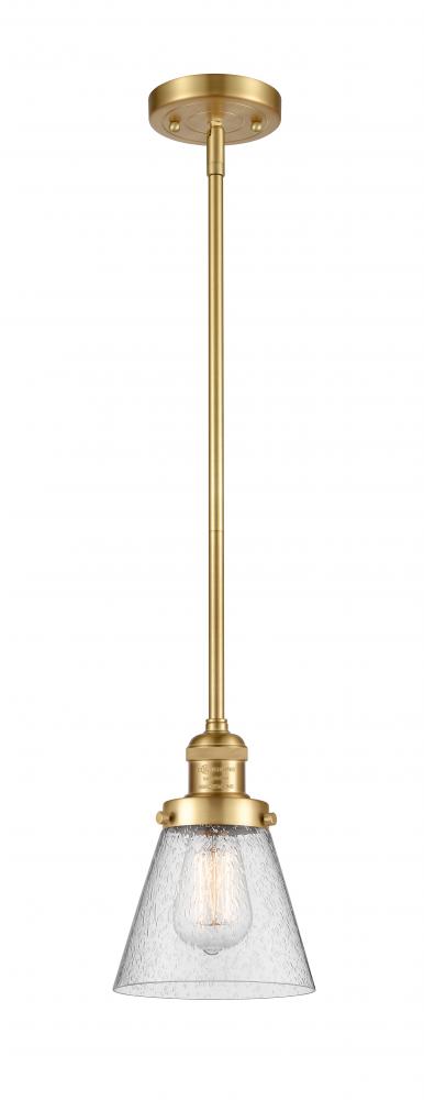 Cone - 1 Light - 6 inch - Satin Gold - Stem Hung - Mini Pendant