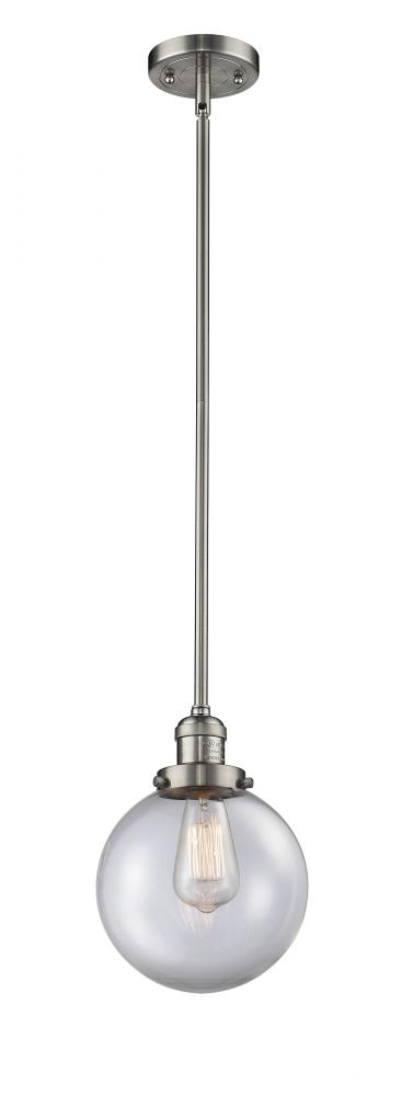 Beacon - 1 Light - 8 inch - Brushed Satin Nickel - Stem Hung - Mini Pendant