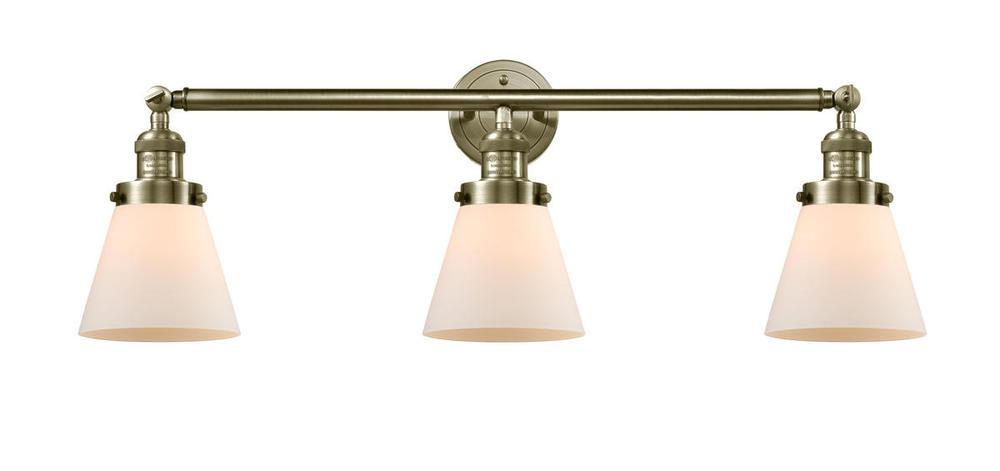 Cone - 3 Light - 30 inch - Antique Brass - Bath Vanity Light