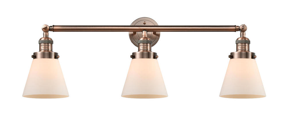 Cone - 3 Light - 30 inch - Antique Copper - Bath Vanity Light