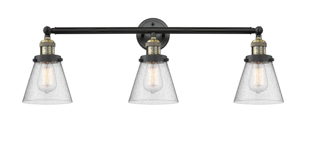 Cone - 3 Light - 30 inch - Black Antique Brass - Bath Vanity Light