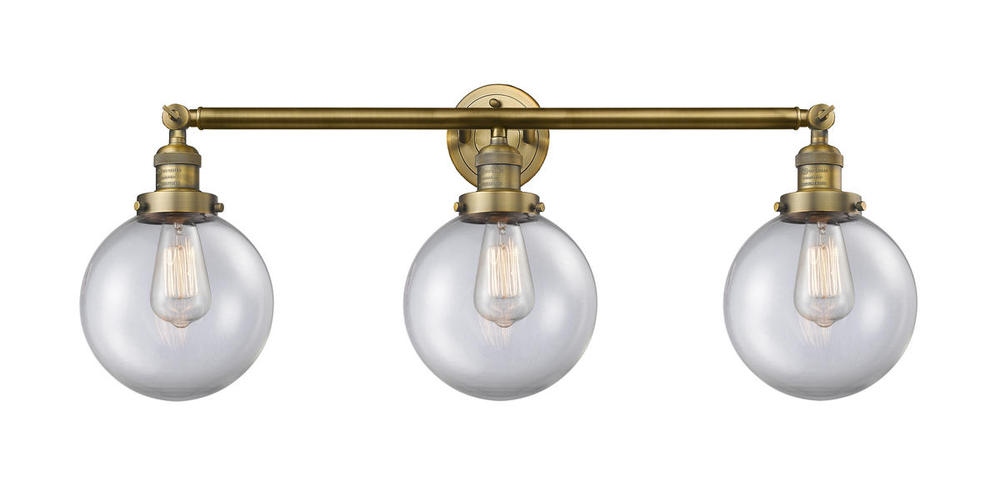 Beacon - 3 Light - 32 inch - Brushed Brass - Bath Vanity Light