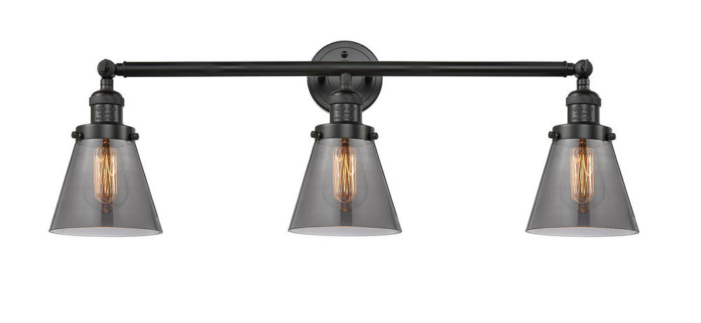 Cone - 3 Light - 30 inch - Matte Black - Bath Vanity Light