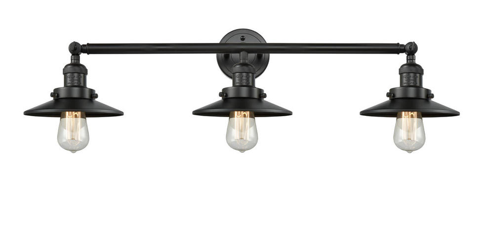 Railroad - 3 Light - 32 inch - Matte Black - Bath Vanity Light