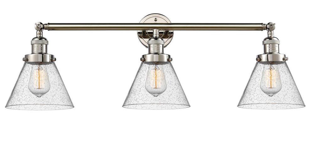 Cone - 3 Light - 32 inch - Polished Nickel - Bath Vanity Light