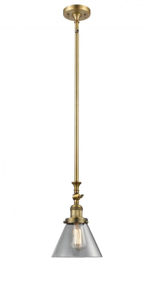 Cone - 1 Light - 8 inch - Brushed Brass - Stem Hung - Mini Pendant