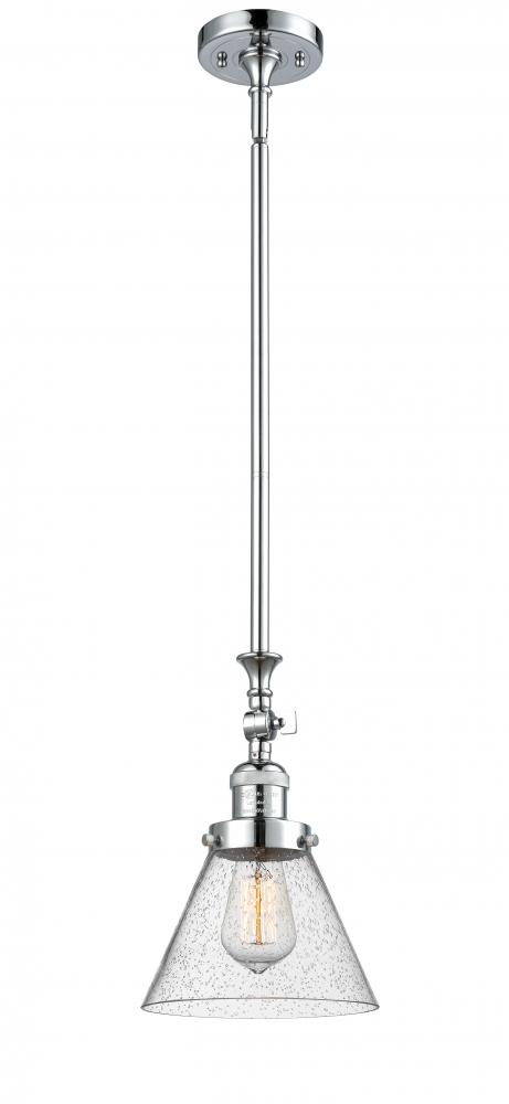 Cone - 1 Light - 8 inch - Polished Chrome - Stem Hung - Mini Pendant