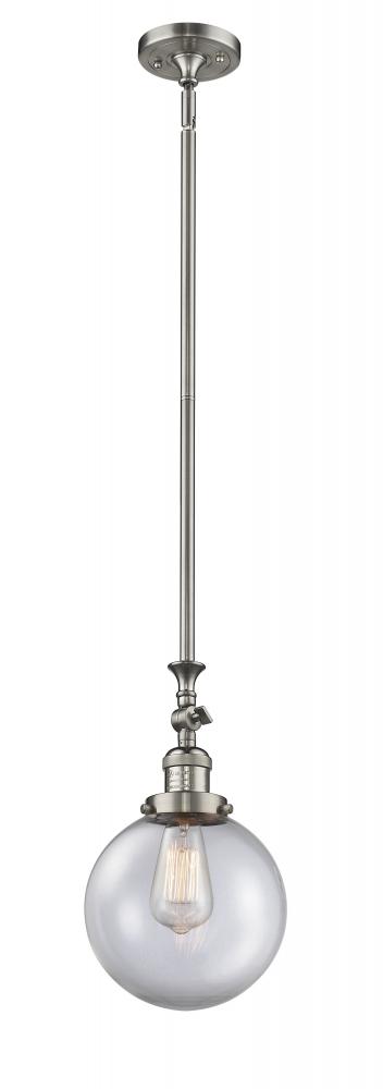 Beacon - 1 Light - 8 inch - Brushed Satin Nickel - Stem Hung - Mini Pendant