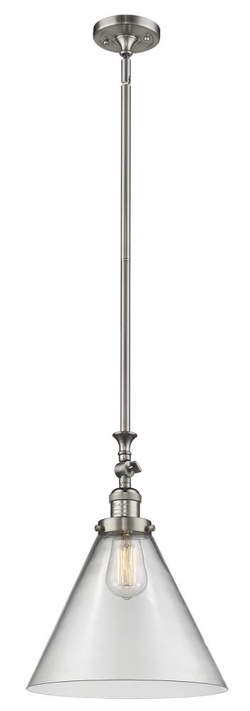 Cone - 1 Light - 12 inch - Brushed Satin Nickel - Stem Hung - Mini Pendant