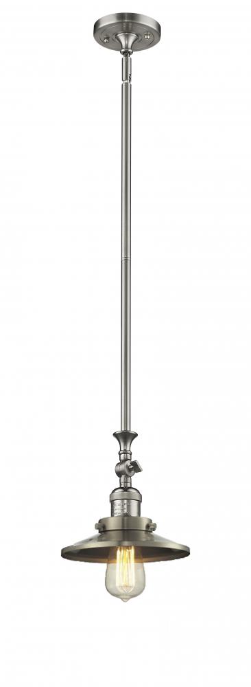 Railroad - 1 Light - 8 inch - Brushed Satin Nickel - Stem Hung - Mini Pendant