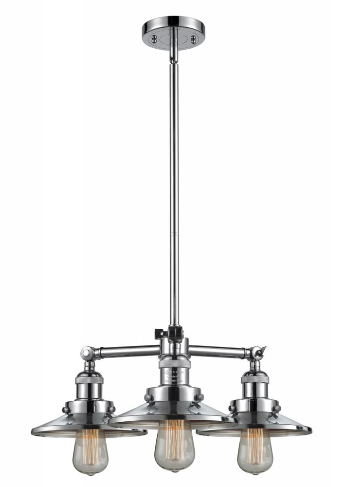 Railroad - 3 Light - 19 inch - Antique Brass - Stem Hung - Chandelier