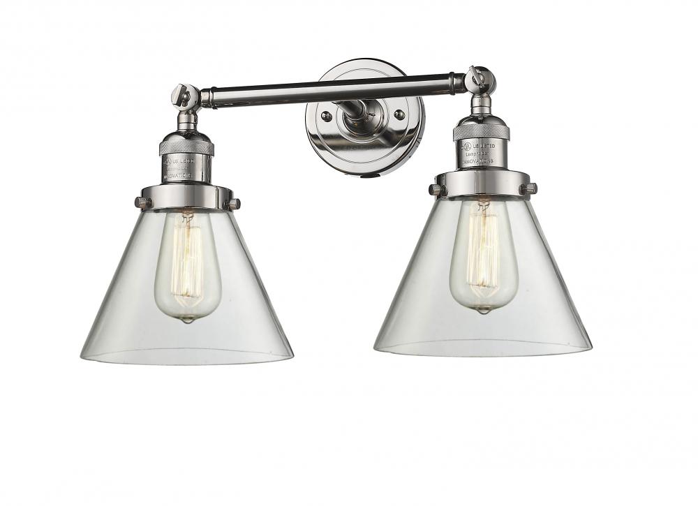 Cone - 2 Light - 18 inch - Polished Nickel - Adjustable Bath Vanity Light