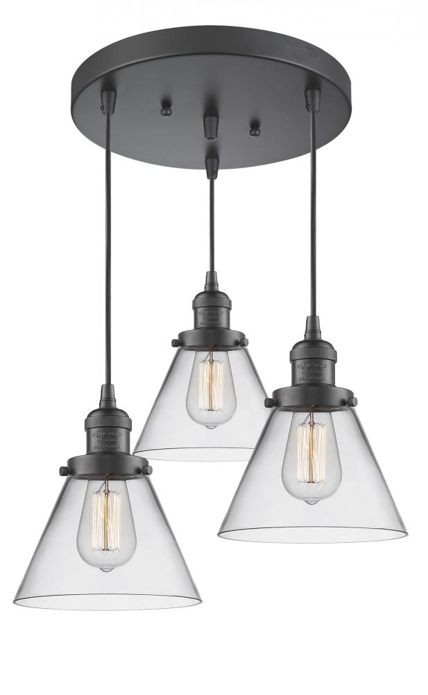 Large Cone 3 Light Multi-Pendant