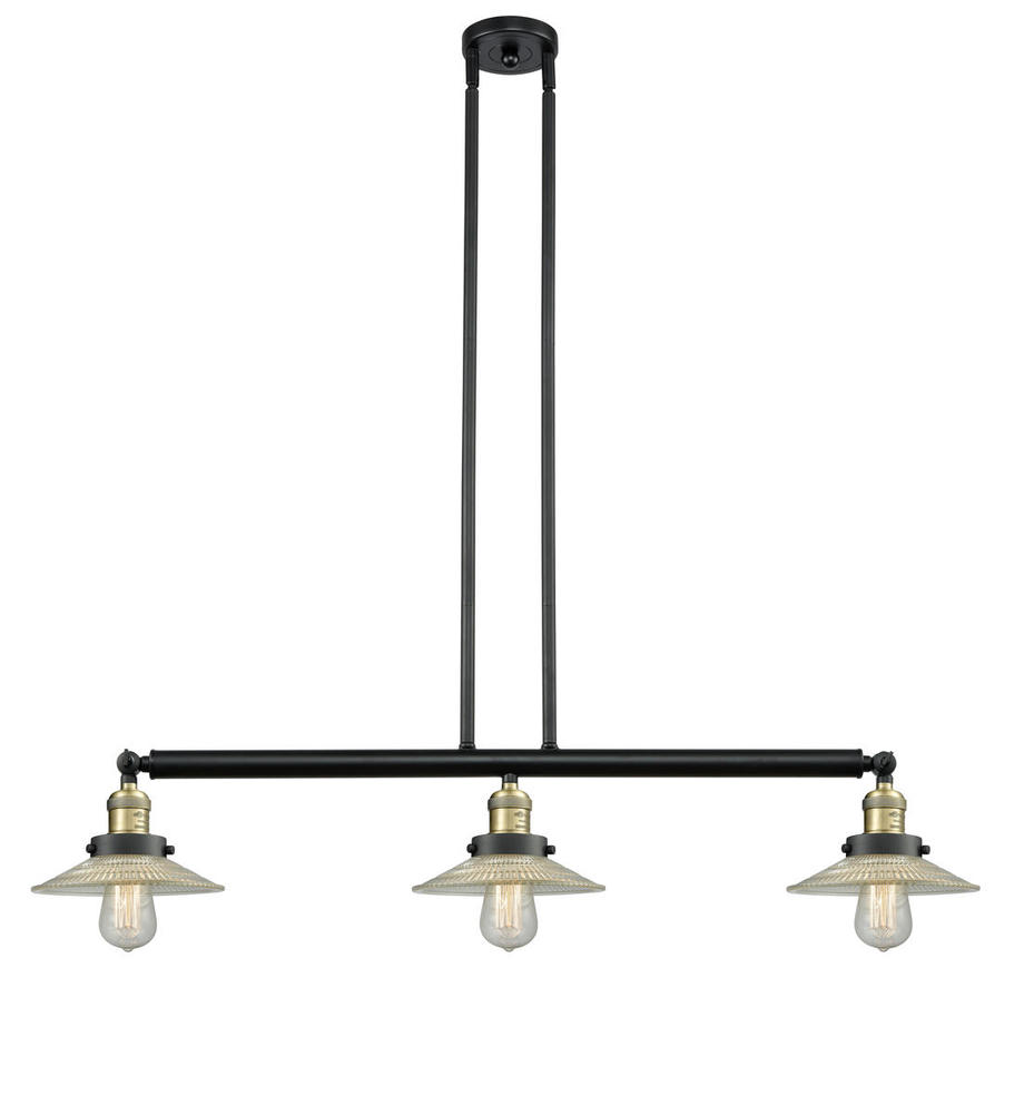 Halophane - 3 Light - 41 inch - Black Antique Brass - Stem Hung - Island Light