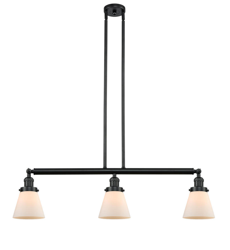 Cone - 3 Light - 39 inch - Matte Black - Stem Hung - Island Light