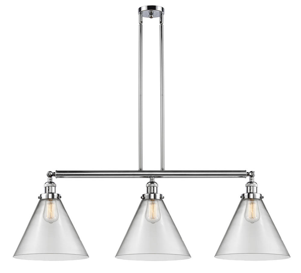 Cone - 3 Light - 44 inch - Polished Chrome - Stem Hung - Island Light