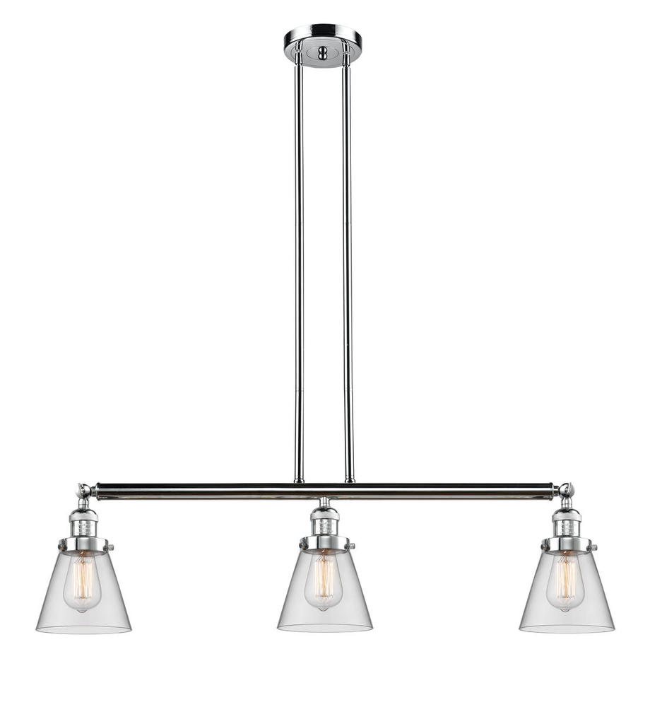 Cone - 3 Light - 39 inch - Polished Chrome - Stem Hung - Island Light