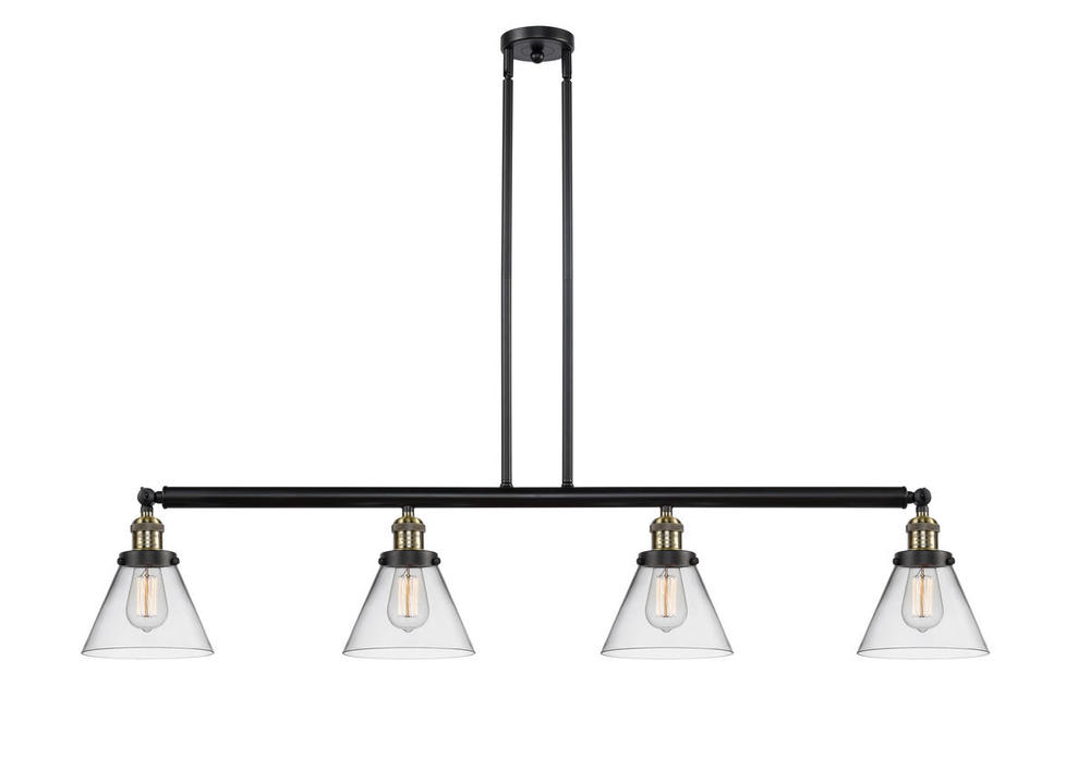 Cone - 4 Light - 52 inch - Black Antique Brass - Stem Hung - Adjustable Island Light